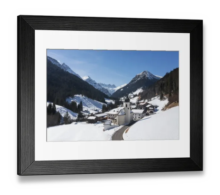 Framed Print : Drone image, view of the village with parish church Framed Print : Drone image, view of the village with parish church