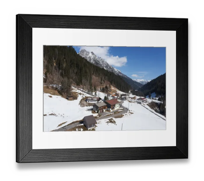 Framed Print : Drone image, view of the village with parish church