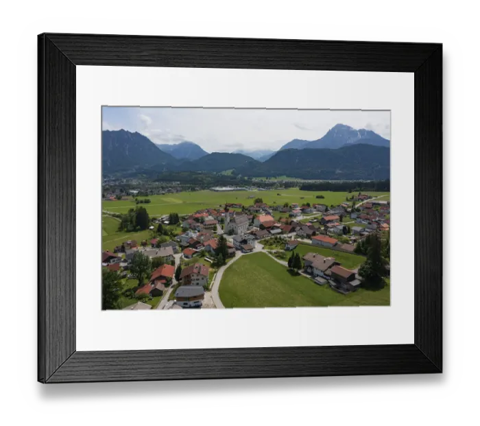 Framed Print : Drone image, view of the village with parish church