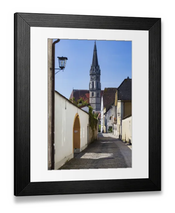 Framed Print : BergstraBe with old town houses and parish church