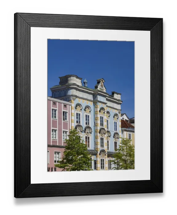Framed Print : Historic town houses on the town square