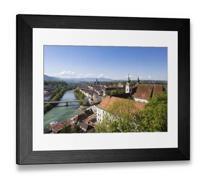 Framed Print : River Steyr, view from Taborberg to St Michael's Church and old town