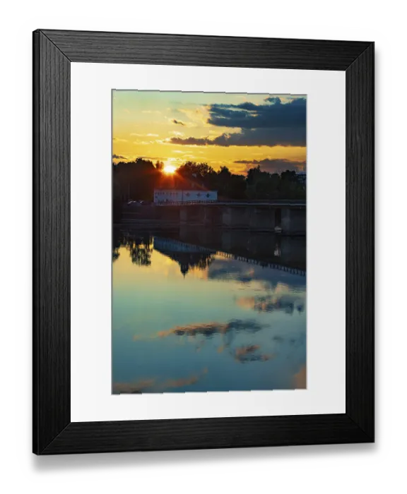 Framed Print : Sunset, Old Inn Bridge over the Inn
