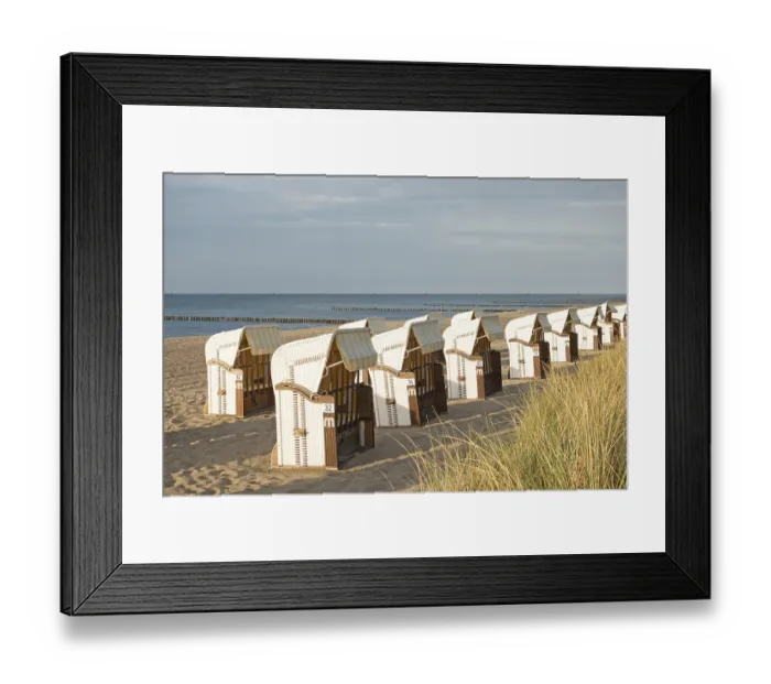 Framed Print : Beach chairs, beach, Baltic Sea