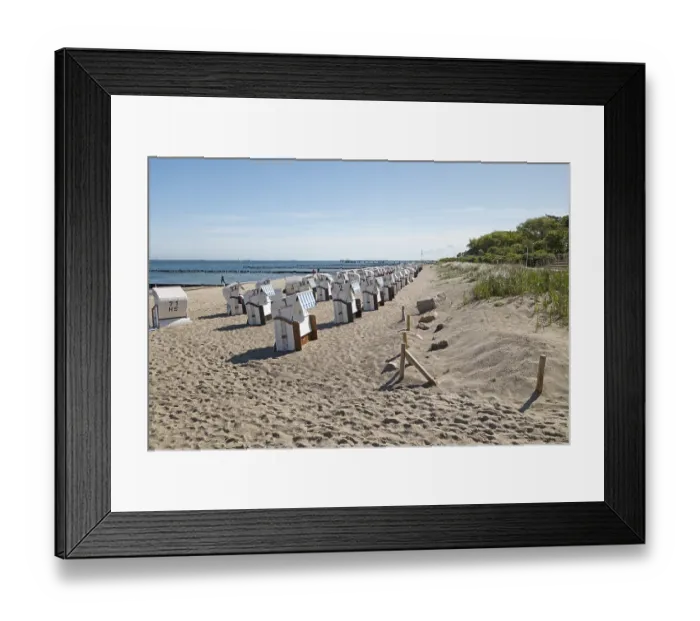 Framed Print : Beach chairs, beach, Baltic Sea