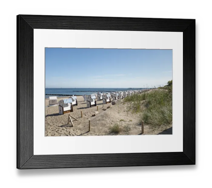 Framed Print : Beach chairs, beach, Baltic Sea