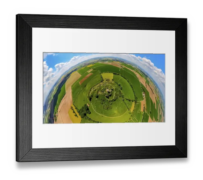 Framed Print : Aerial view, Desenberg Castle on a volcanic cone Framed Print : Aerial view, Desenberg Castle on a volcanic cone