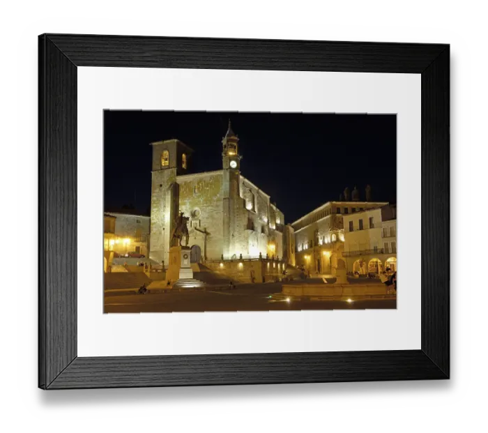 Framed Print : Trujillo, main square at dusk, Plaza Mayor