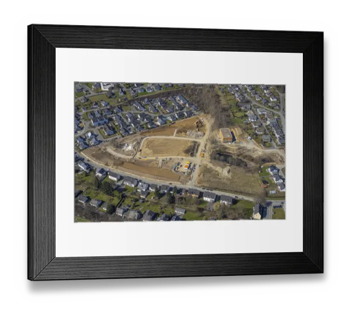 Framed Print : Aerial view, construction area residential development WaldstraBe