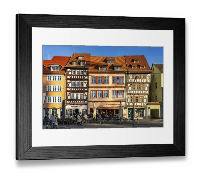 Framed Print : Half-timbered houses on the cathedral square in Erfurt