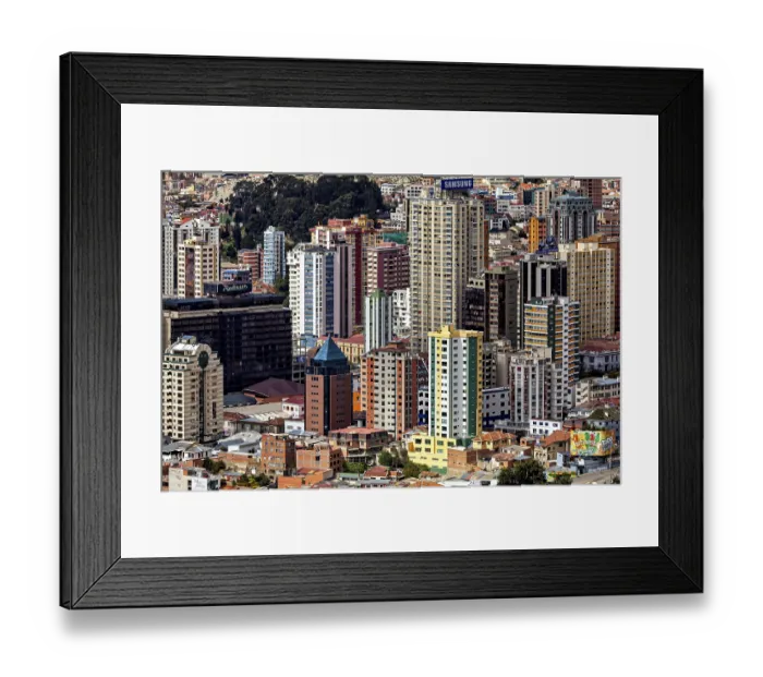 Framed Print : High-rise buildings and urban architecture in the centre of a city