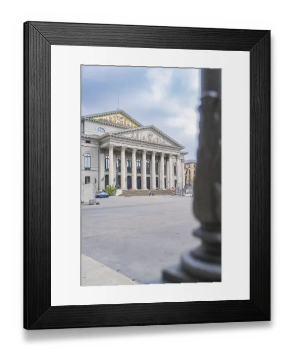 Framed Print : Detailed side view of a magnificent building with columns in Munich