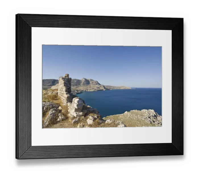 Framed Print : Rhodes Island, Feraklos is a mountain and a medieval castle or ruin north of Charaki on the east coast of Rhodes Framed Print : Rhodes Island, Feraklos is a mountain and a medieval castle or ruin north of Charaki on the east coast of Rhodes