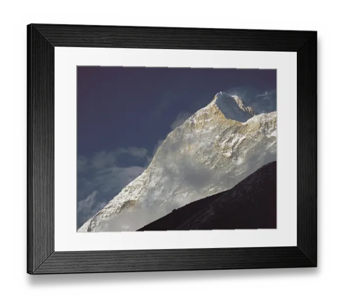Framed Print : The summit of Makalu 5th highest mountain in the world seen from Sherson in north east Nepal