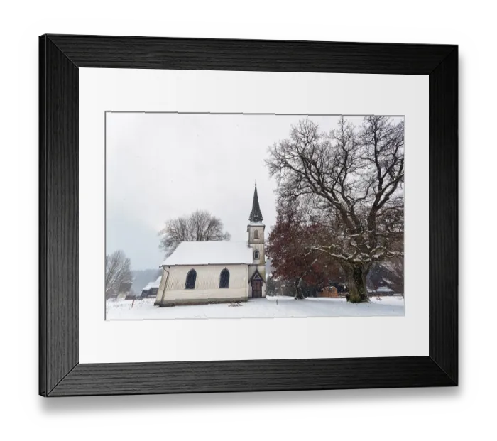 Framed Print : Small half-timbered church in neo-Gothic style Framed Print : Small half-timbered church in neo-Gothic style