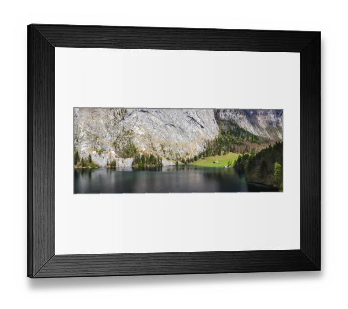Framed Print : Panorama of mountain lake Obersee in German Alps