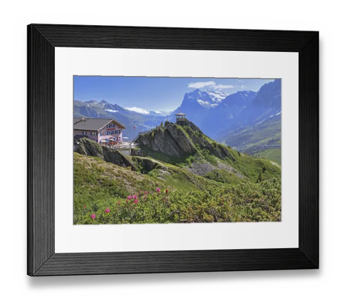 Framed Print : Mountain inn on Kleine Scheidegg with Wetterhorn