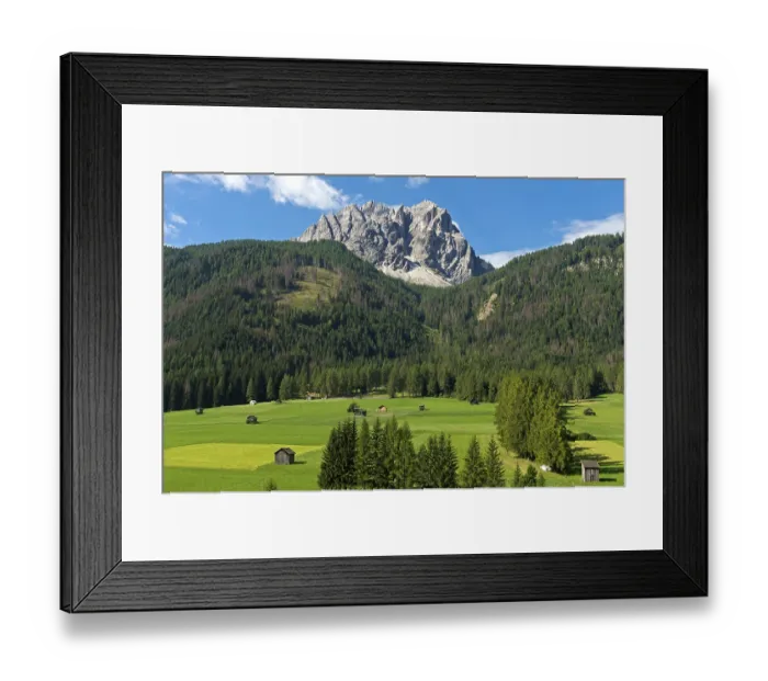 Framed Print : Alpine landscape with green alpine meadows