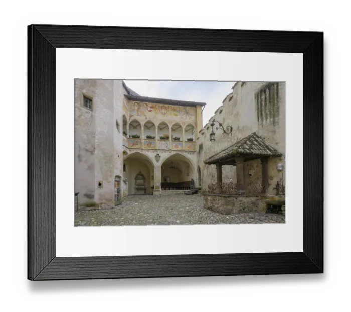 Framed Print : Depiction of a jousting tournament above the arcade