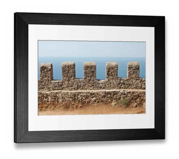 Framed Print : Mediterranean sea and blue sky view from Turkey Alanya ancient mountain castle wall