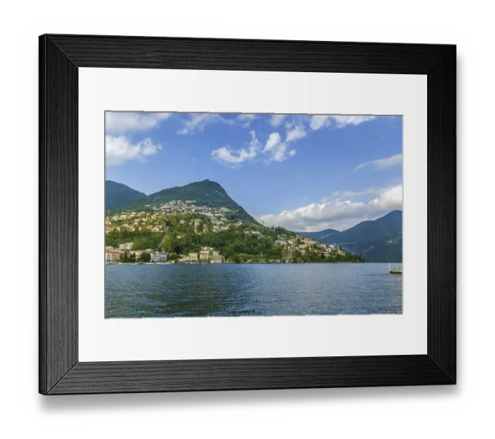 Framed Print : View of Lake Lugano and surrounding mountains