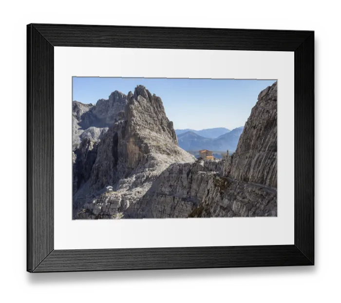 Framed Print : Mountain peaks in the Dolomites Alps