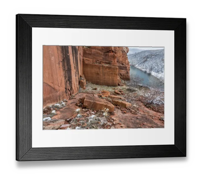 Framed Print : Old sandstone quarry on the shore of Horesetooth Reservoir near Fort Collins