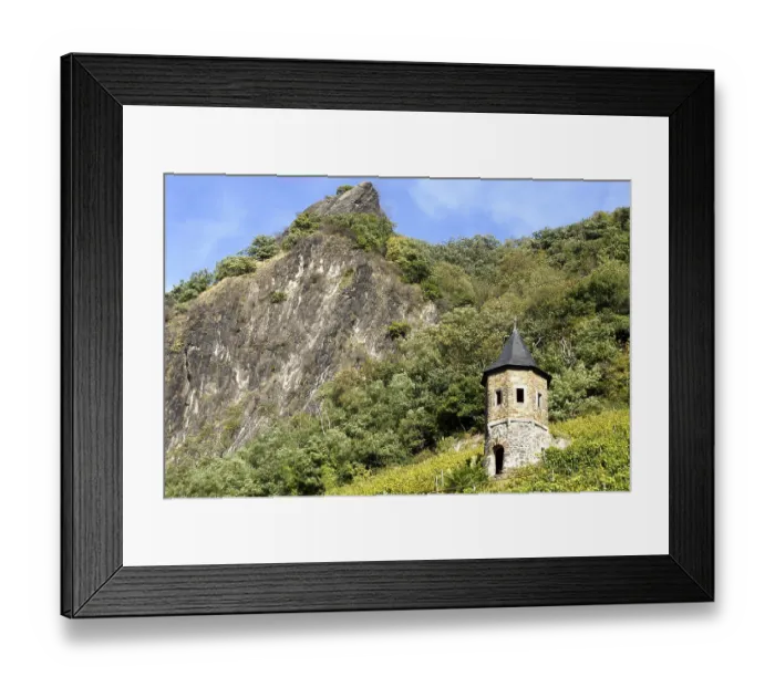 Framed Print : Landscape with vineyards under the Drachenfels
