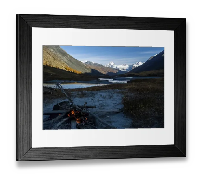 Framed Print : A bonfire on the banks of the Altai Mountain River