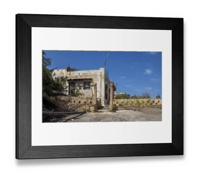 Framed Print : Abandoned house on the hillside, Crete, Greece