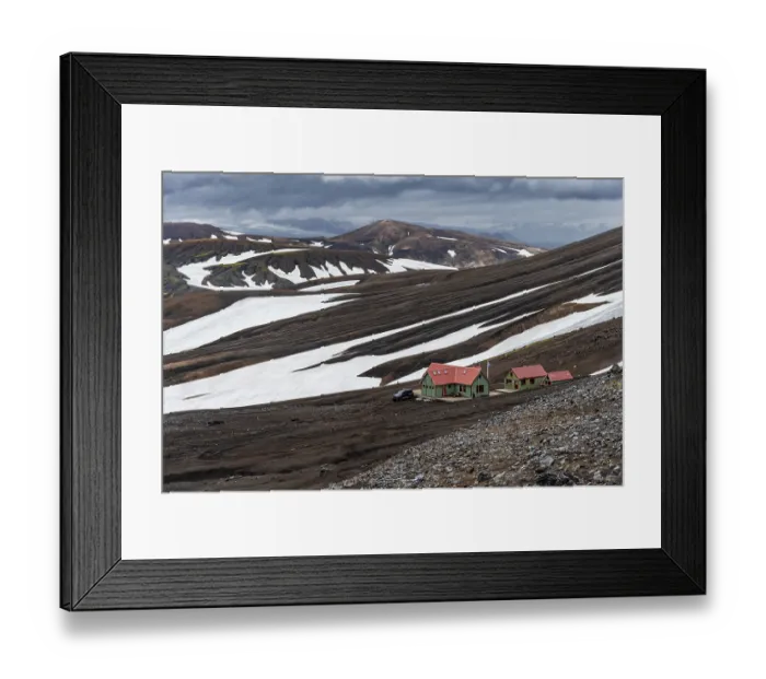 Framed Print : Dramatic volcanic landscape with mountains and snow