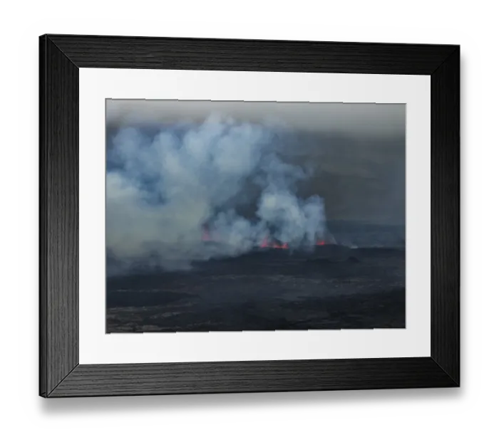 Framed Print : Lava, lava field, ash cloud, volcanic eruption
