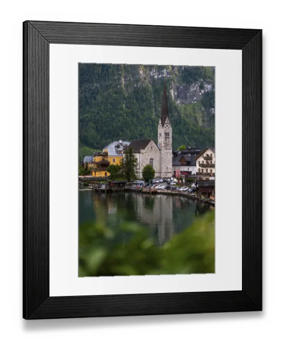 Framed Print : Village view Hallstatt with church