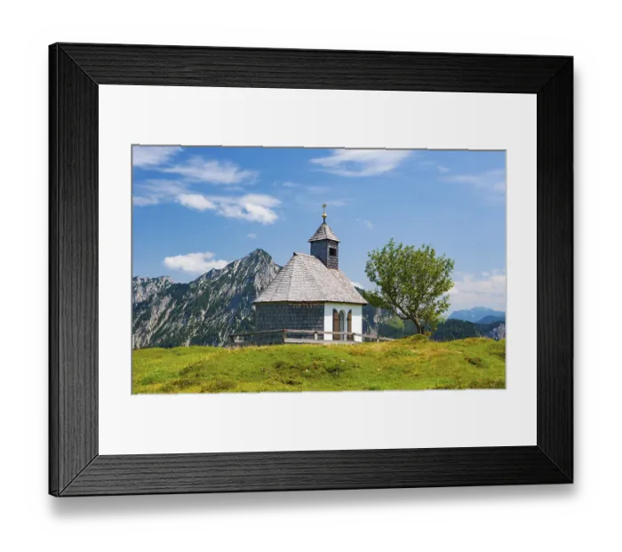 Framed Print : Postalm chapel with Rinnkogel, Postalm