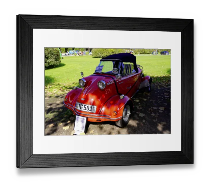 Framed Print : Messerschmidt KR 200, A red Messerschmitt three-wheel classic car in the sunshine in the park Framed Print : Messerschmidt KR 200, A red Messerschmitt three-wheel classic car in the sunshine in the park