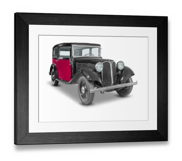 Framed Print : Classic car isolated in white back with shadow