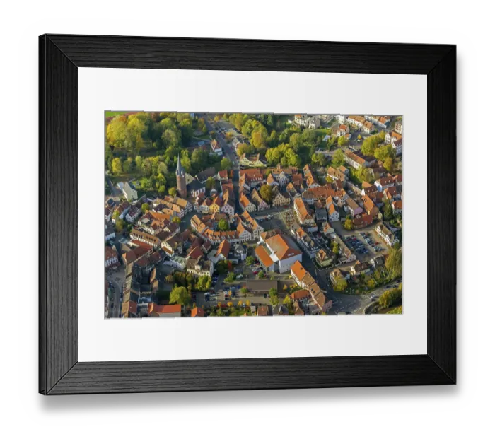 Framed Print : Old Town with half-timbered houses