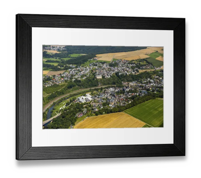 Framed Print : Runkel Castle with Lahn and Lahn bridge