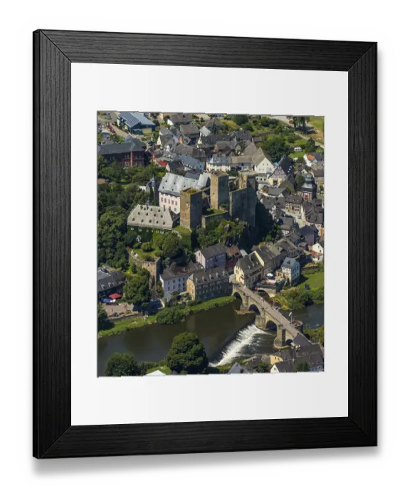Framed Print : Runkel Castle with Lahn and Lahn bridge