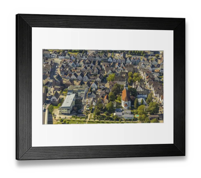 Framed Print : Aerial view, local view, catholic church St