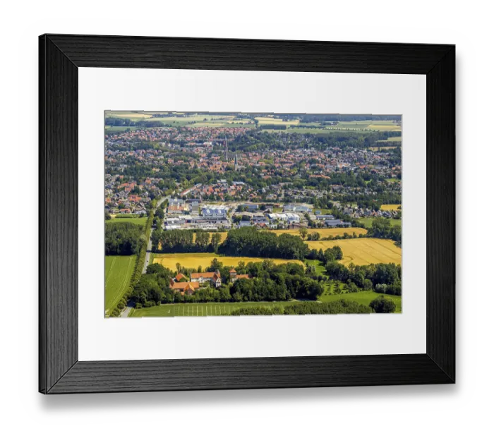 Framed Print : Aerial view, Haus Hameren, former moated castle