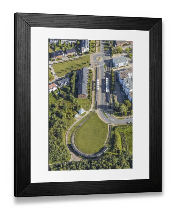 Framed Print : Aerial view, light rail, Lohmannshofschleife Framed Print : Aerial view, light rail, Lohmannshofschleife
