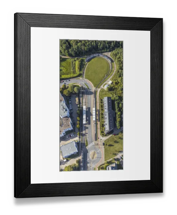 Framed Print : Aerial view, light rail, Lohmannshofschleife