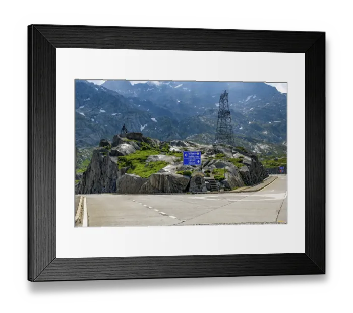 Framed Print : Gotthard pass summit with fork to the left Milan Bellinzona right Lucerne Zurich Framed Print : Gotthard pass summit with fork to the left Milan Bellinzona right Lucerne Zurich