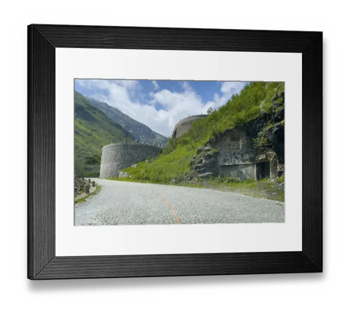 Framed Print : Part of southern ascent of south ramp of historic Gotthard pass road Tremola with cobblestones Framed Print : Part of southern ascent of south ramp of historic Gotthard pass road Tremola with cobblestones
