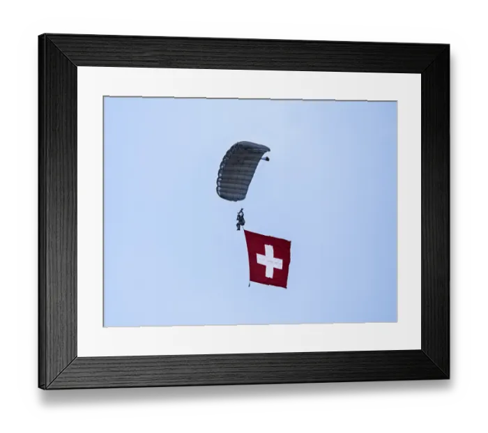Framed Print : Paraglider, parachutist, military