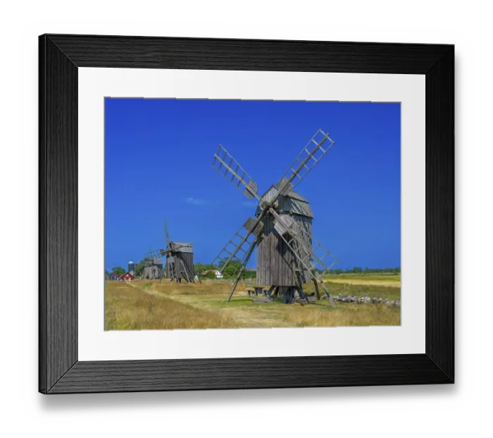Framed Print : The mills of Lerkaka, five historic windmills
