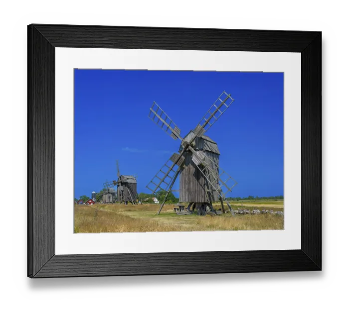 Framed Print : The mills of Lerkaka, five historic windmills