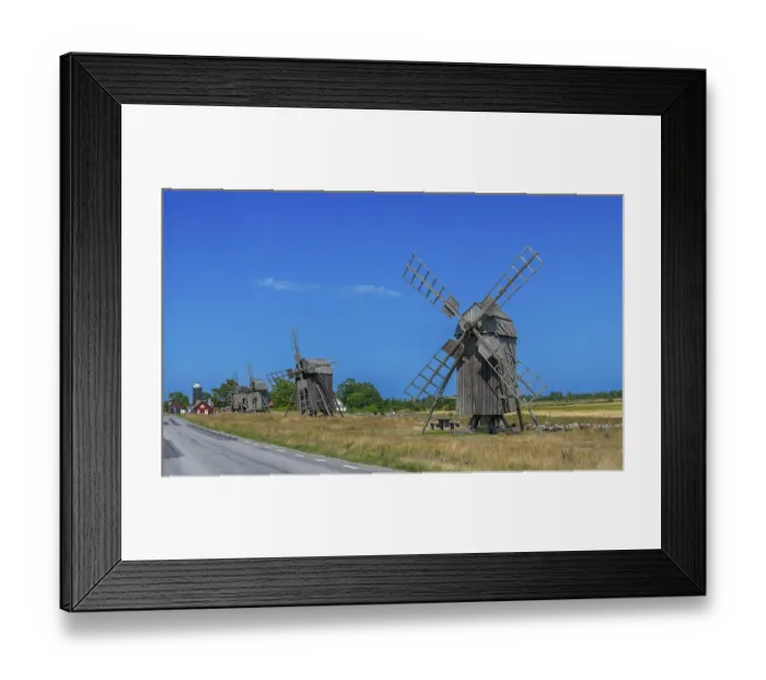 Framed Print : The mills of Lerkaka, five historic windmills
