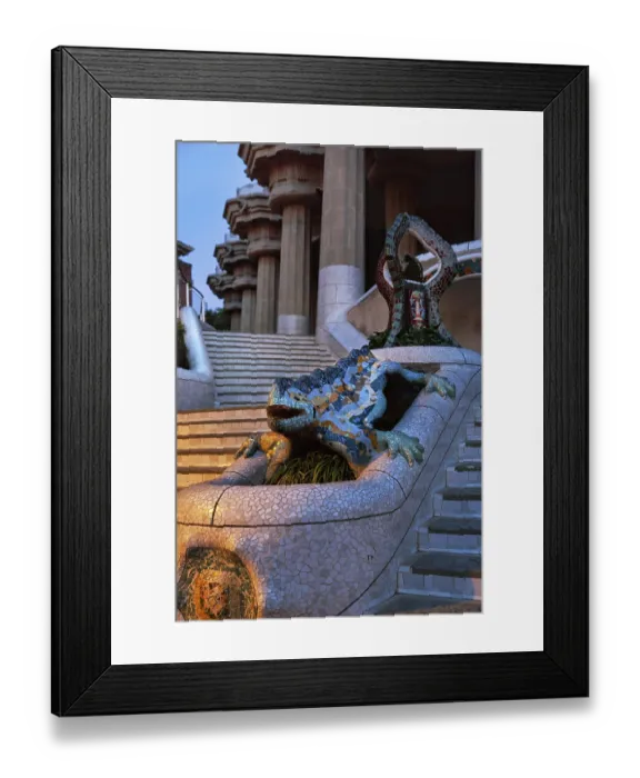 Framed Print : Dragon Staircase, Staircase in Park Guell